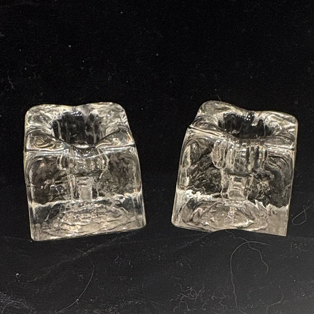 Vintage Wheaton Nuline NJ Glass‎ Candle Holders (2)